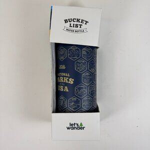 NEW Let's Wander National Parks Water Bottle + Waterproof Stickers Blue